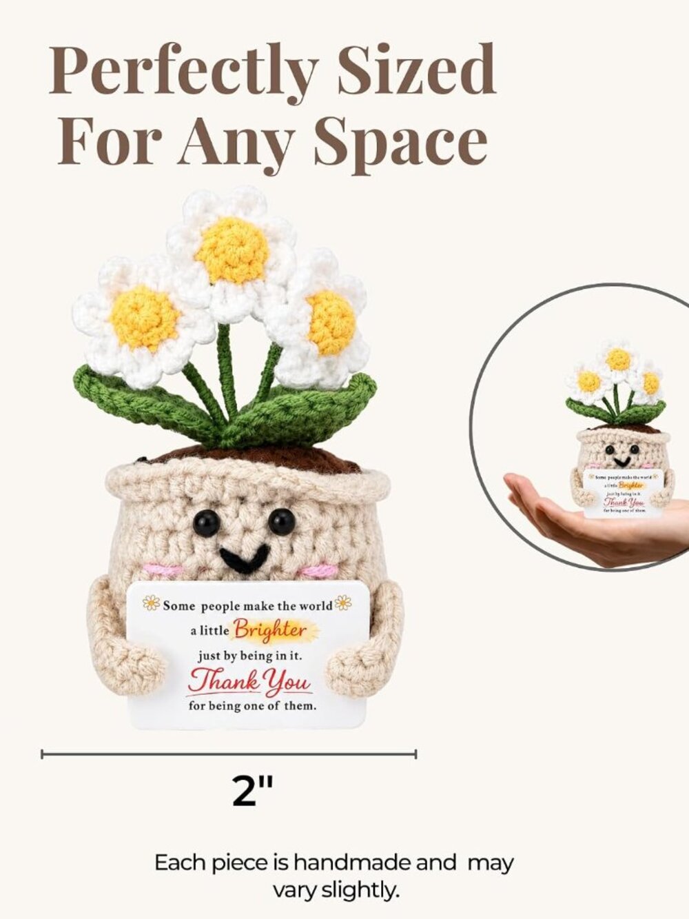 Thank You Gifts for Women, Crochet Daisy Appreciation Gift, Handmade Flower Desk - Picture 2 of 6